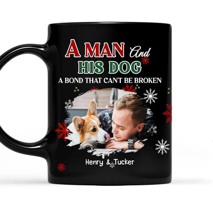 Custom Man and His Dog Full Color Mug, Heartwarming Pet Lover Gift for Daily Coffee and Christmas or Birthday
