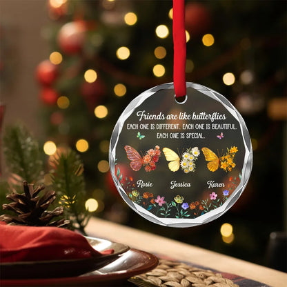 Personalized Crystal Ornament With Butterfly Friends Quote, Unique Creative Gift For Friends