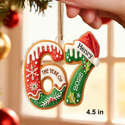 Personalized Six Seven Acrylic Ornament with Cute Cookie Design, Unique Christmas Tree Decoration & Creative Gift for Holiday Fun