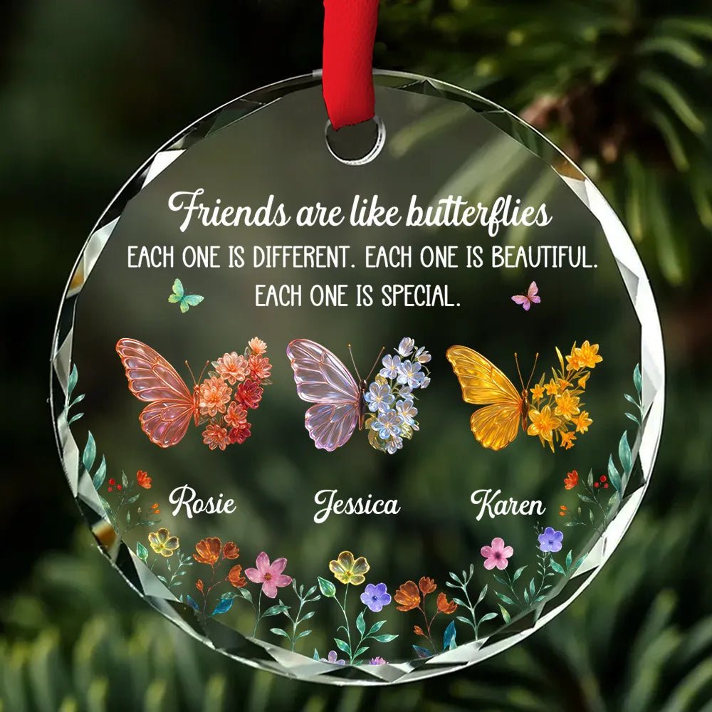 Personalized Crystal Ornament With Butterfly Friends Quote, Unique Creative Gift For Friends