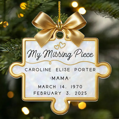 Personalized Memorial Puzzle Piece Acrylic Ornament - In Loving Memory Sympathy Gifts for Loss of Loved One