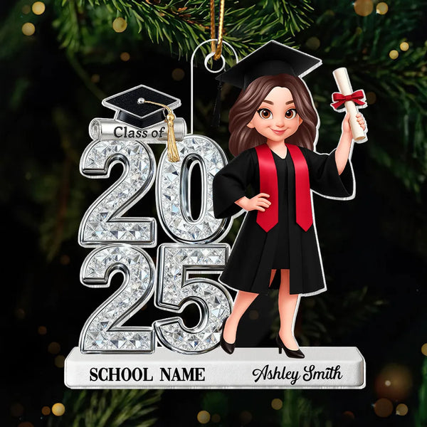 Personalized Acrylic Ornament Class Of 2025 Graduate Girl – Custom School Name Keepsake, Unique Gift For Daughter Or Son