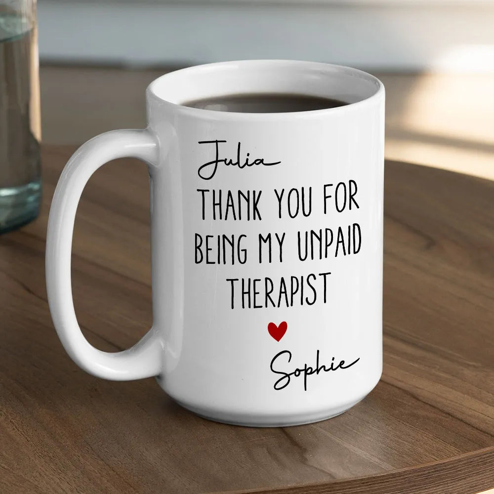Personalized Mug, Funny Thank You Quote with Red Heart, Creative Gift for Sister, Friend or Coworker