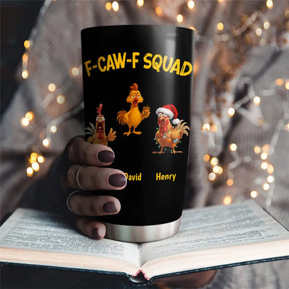 Personalized Insulated Travel Tumbler with Funny Chicken Squad Art, Keeps Drinks Hot or Cold, Unique Gift for Coffee Lovers