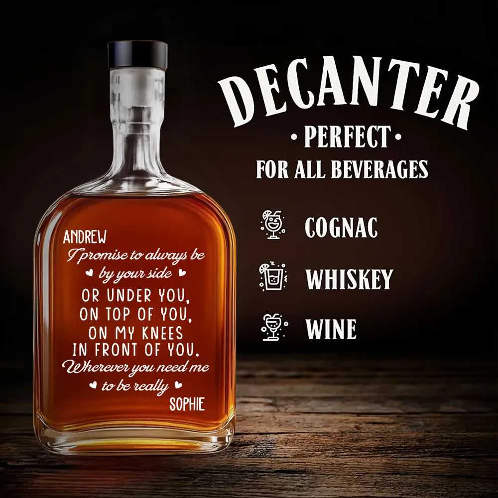 Personalized Glass Spirits Decanter with Playful Love Note, Custom Gift for Him, Unique Home Bar Keepsake