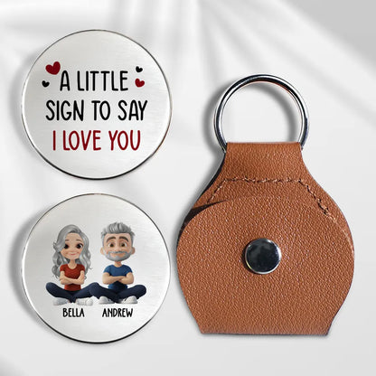 Personalized Pocket Hug Token with Custom Cartoon Couple - Sweet I Love You Keepsake Keychain Style Gift