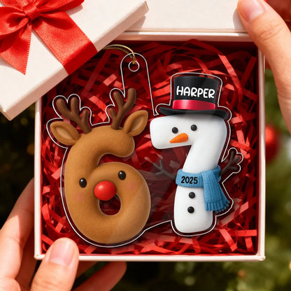 Personalized Acrylic Ornament 67 Reindeer & Snowman Design Cute Christmas Decor Unique Gift for Kids & Teens
