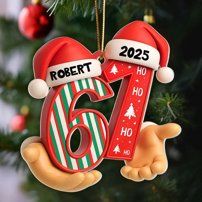 Personalized Acrylic Ornament with Santa Hat Numbers – Custom Age Christmas Tree Decor – Cute Festive Keepsake Gift
