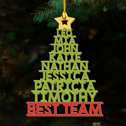 Personalized Acrylic Ornament Christmas Tree With Team Names, Festive Office Decor & Unique Holiday Gift