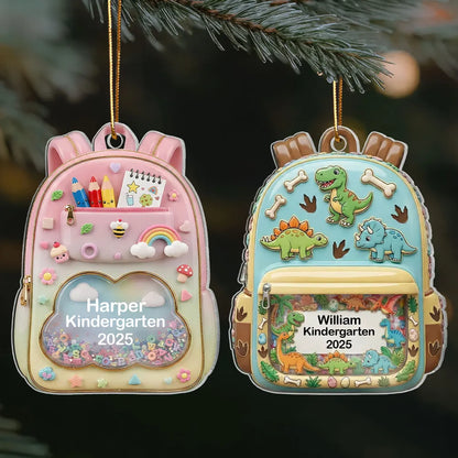 Personalized Acrylic Backpack Ornament for Kids – Cute School-Themed Holiday Gift