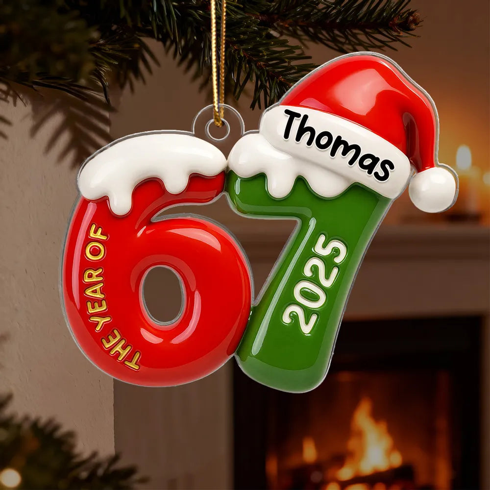Personalized Christmas Ornament with Santa Hat, Fun Number Design for Teens and Grandkids