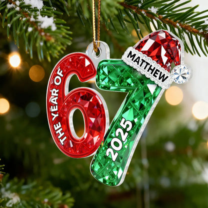 Personalized Number 67 Acrylic Ornament with Custom Name & Year – Celebrate with Meme Trend 67