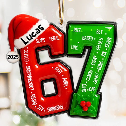 Personalized Acrylic Ornament with Bold Number Design, Custom Teen Slang, Fun Christmas Tree Decor, Unique Gift for Kids and Tweens