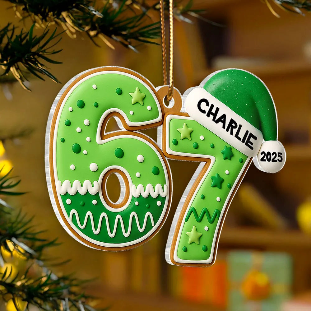 Personalized Acrylic Ornament 67 Teen Slang Design for Christmas Tree, Unique Holiday Gift for Kids & Grandkids