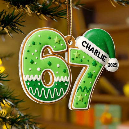 Personalized Acrylic Ornament 67 Teen Slang Design for Christmas Tree, Unique Holiday Gift for Kids & Grandkids