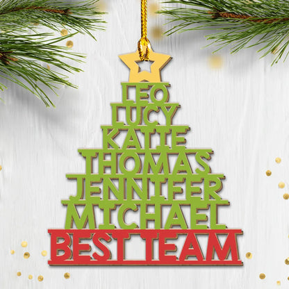 Personalized Acrylic Ornament Christmas Tree With Team Names, Festive Office Decor & Unique Holiday Gift