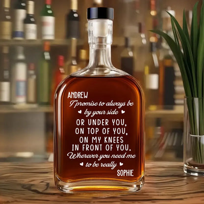Personalized Glass Spirits Decanter with Playful Love Note, Custom Gift for Him, Unique Home Bar Keepsake