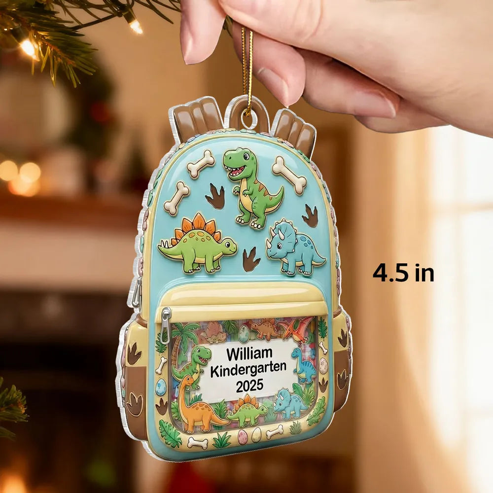 Personalized Acrylic Backpack Ornament for Kids – Cute School-Themed Holiday Gift