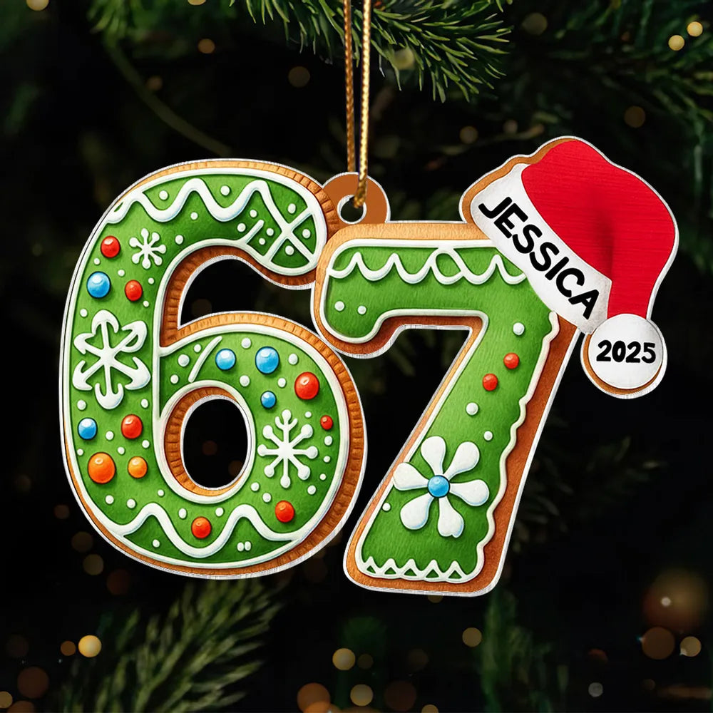 Personalized Gingerbread 67 Acrylic Ornament Funny Teen Tree Decor Uni ...