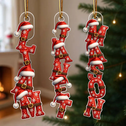 Personalized Acrylic Ornament with Santa Alphabet Letters, Custom Christmas Tree Decor, Unique Holiday Gift for Kids & Families
