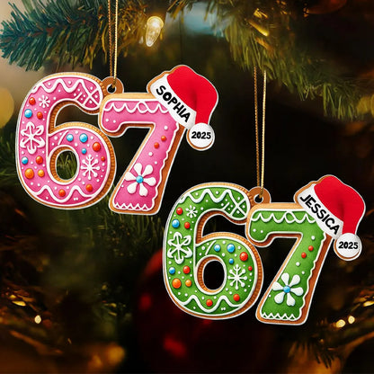 Personalized Gingerbread 67 Acrylic Ornament Funny Teen Tree Decor Unique Christmas Gift
