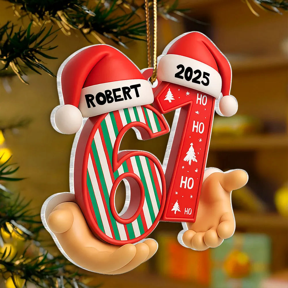 Personalized Acrylic Ornament with Santa Hat Numbers – Custom Age Christmas Tree Decor – Cute Festive Keepsake Gift