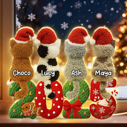 Personalized Acrylic Light Box with Cats in Santa Hats, Cozy Christmas Bedroom Lamp, Unique Pet Lover Gift & Festive Keepsake