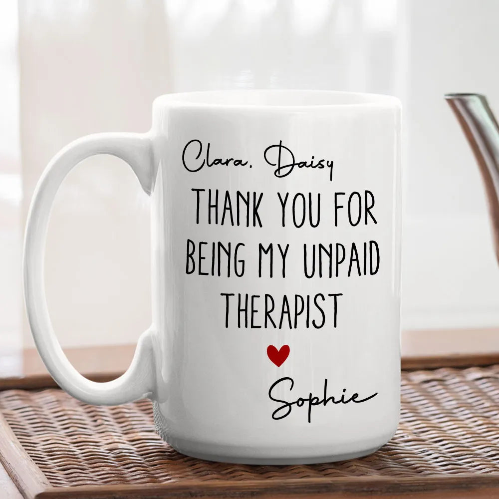 Personalized Mug, Funny Thank You Quote with Red Heart, Creative Gift for Sister, Friend or Coworker