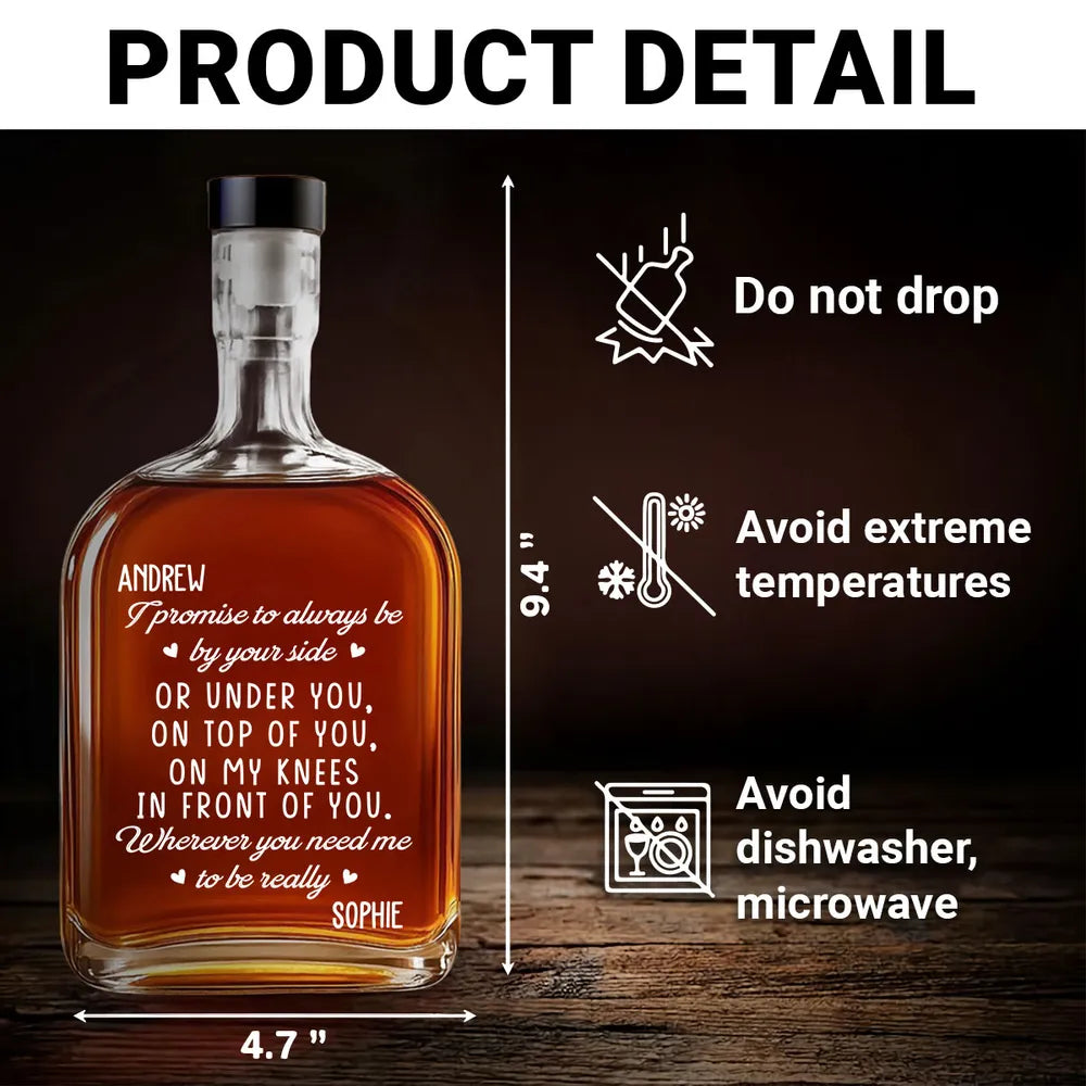 Personalized Glass Spirits Decanter with Playful Love Note, Custom Gift for Him, Unique Home Bar Keepsake