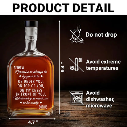 Personalized Glass Spirits Decanter with Playful Love Note, Custom Gift for Him, Unique Home Bar Keepsake