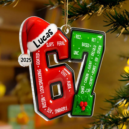 Personalized Acrylic Ornament with Bold Number Design, Custom Teen Slang, Fun Christmas Tree Decor, Unique Gift for Kids and Tweens