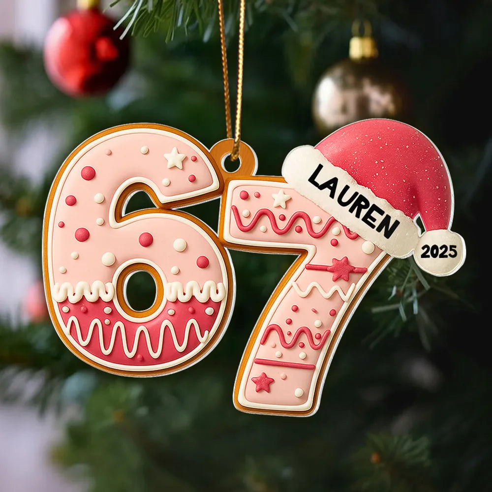 Personalized Acrylic Ornament 67 Teen Slang Design for Christmas Tree, Unique Holiday Gift for Kids & Grandkids