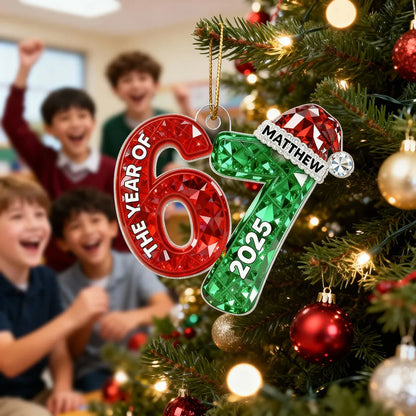 Personalized Number 67 Acrylic Ornament with Custom Name & Year – Celebrate with Meme Trend 67