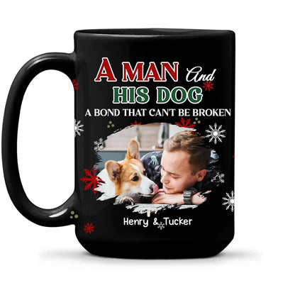 Custom Man and His Dog Full Color Mug, Heartwarming Pet Lover Gift for Daily Coffee and Christmas or Birthday