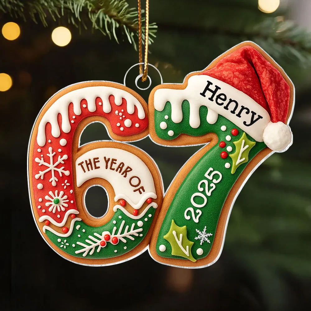 Personalized Six Seven Acrylic Ornament with Cute Cookie Design, Unique Christmas Tree Decoration & Creative Gift for Holiday Fun