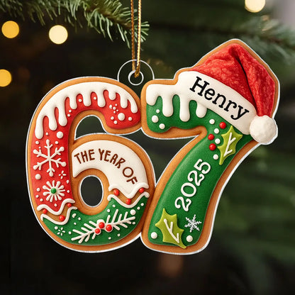 Personalized Six Seven Acrylic Ornament with Cute Cookie Design, Unique Christmas Tree Decoration & Creative Gift for Holiday Fun