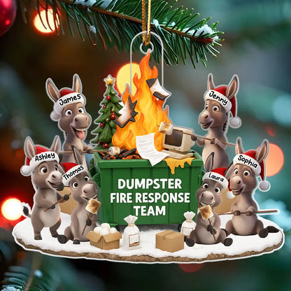Personalized Acrylic Ornament Dumpster Fire Response Team Donkey Design Funny Christmas Gift for Coworkers
