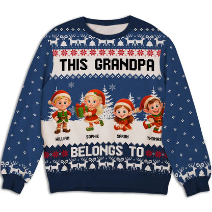 Sweatshirt with Christmas Elves, Custom All-Over Print for Nana, Cozy, Unique Holiday Gift, This Nana Belongs To