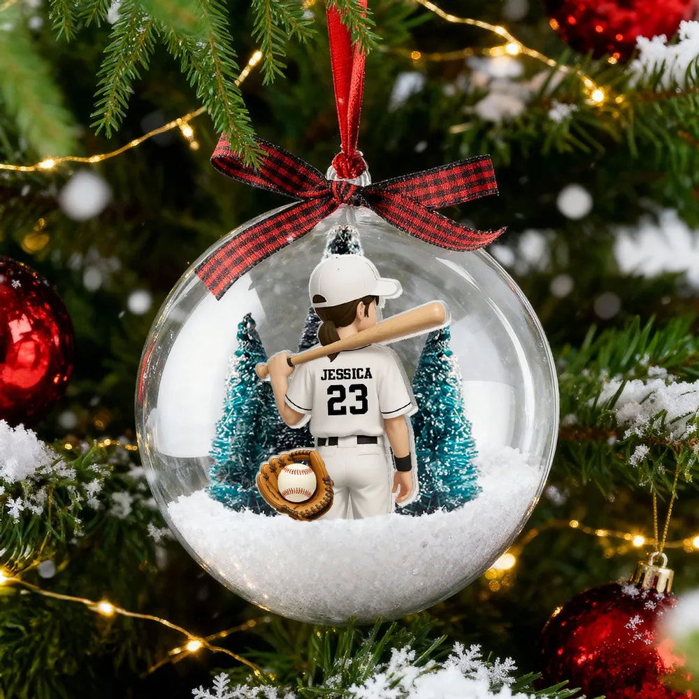 Baseball Ball Ornament – Snowy Scene Design, Perfect Gift for Baseball Lovers and Athletes
