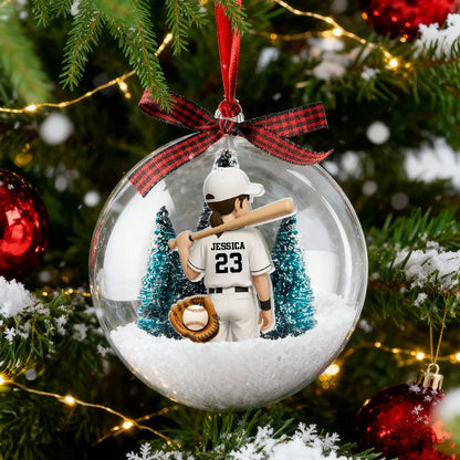 Baseball Ball Ornament – Snowy Scene Design, Perfect Gift for Baseball Lovers and Athletes