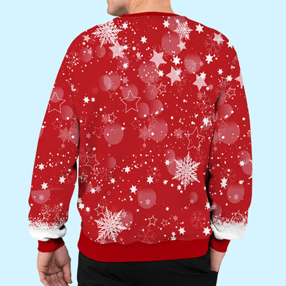 Grandpa Christmas Sweatshirt - Custom All-Over Print Santa, Festive Red, Cozy Winter Wear, A Unique Gift from Grandkids