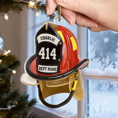 Personalized Firefighter Helmet Ornament – Custom Tribute Gift for Heroes & Families, Acrylic Christmas Decoration