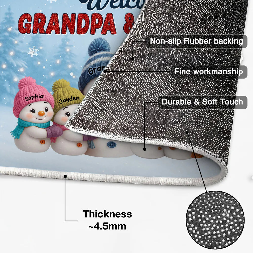 Welcome to Grandpa & Grandma’s House — Snowman Family Doormat, a Cozy Gift for Grandparents