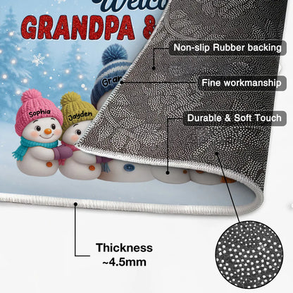 Welcome to Grandpa & Grandma’s House — Snowman Family Doormat, a Cozy Gift for Grandparents