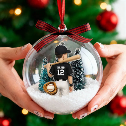 Baseball Ball Ornament – Snowy Scene Design, Perfect Gift for Baseball Lovers and Athletes