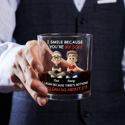 Personalized Dad and Son Whiskey Glass — Clear Print, Perfect Gift for Father’s Day