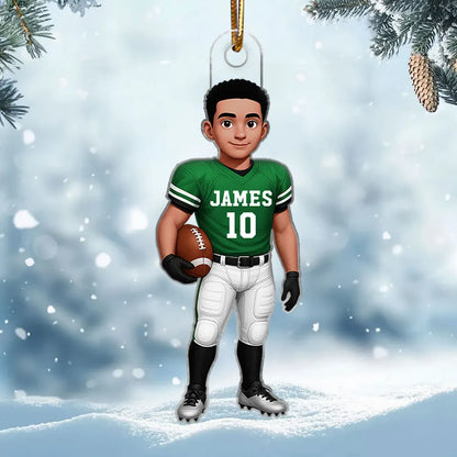 Personalized Football Player Acrylic Ornament, High-Quality Print, Gift-Ready Keepsake for Athletes