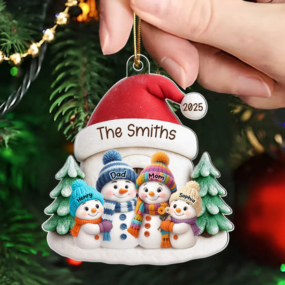 Snowman Family Acrylic Ornament – Heartwarming Holiday Gift for Parents & Kids, Cozy Christmas Decoration