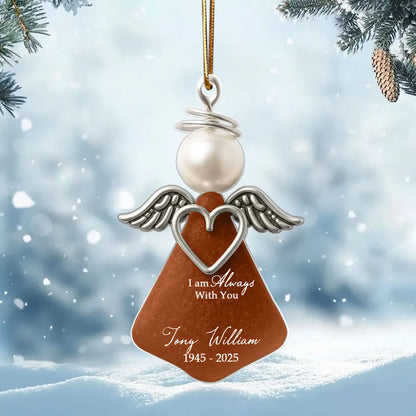 Personalized Acrylic Ornament, Hanging Silver Angel Memorial, Unique Candlelit Remembrance Gift for Family