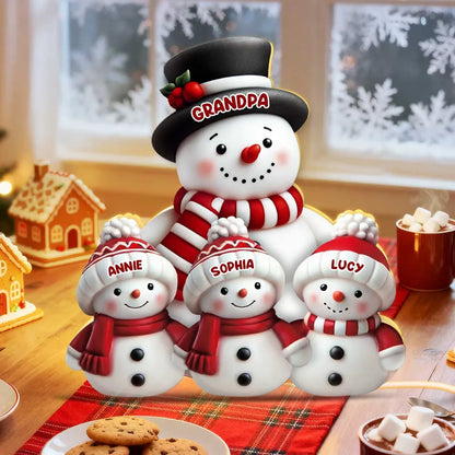 Snowman Family Acrylic Light Box – Cozy Christmas Décor, Heartwarming Gift for Grandparents